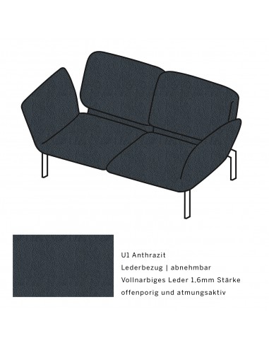 Brühlsofa roro small, multifunktional, Metallgestell verchromt glänzend, Bezug  U1 anthrazit, abnehmbar
