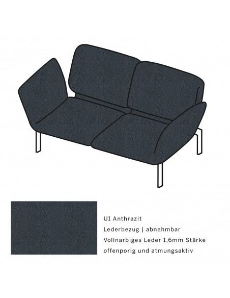 Brühlsofa roro small, multifunktional, Metallgestell verchromt glänzend, Bezug  U1 anthrazit, abnehmbar