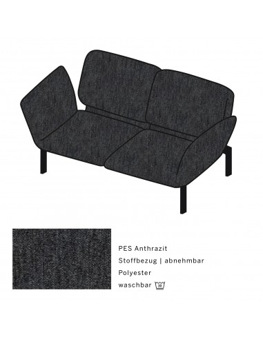 Brühlsofa roro small, multifunktional, Metallgestell schwarz pulverbeschichtet, Stoffbezug PES anthrazit, abnehmbar