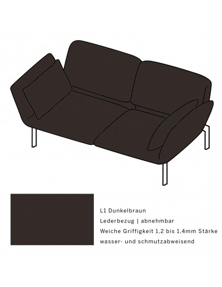 Roro Medium Brühl Sofa, multifunktional, Metallgestell verchromt glänzend, Brühl Stoffbezug L1 dunkelbraun