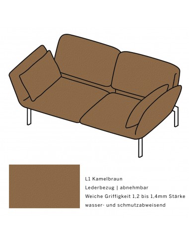 Roro Medium Brühl Sofa, multifunktional, Metallgestell verchromt glänzend, Brühl Stoffbezug L1 kamelbraun