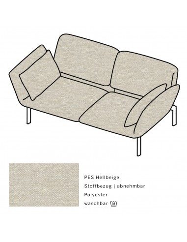 Roro Medium Brühl Sofa, multifunktional, Metallgestell verchromt glänzend, Brühl Stoffbezug PES hellbeige