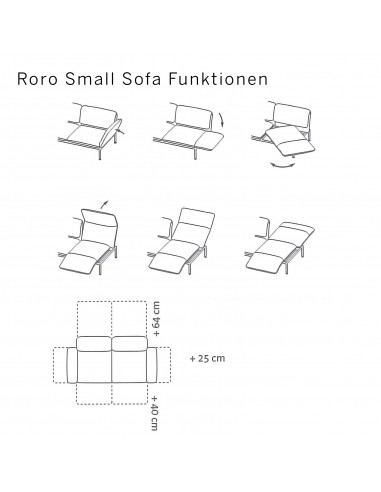 Brühlsofa roro small Skizze mit Massangaben