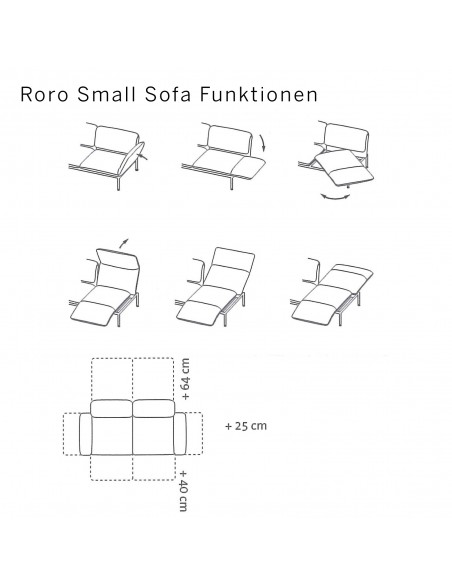 Brühlsofa roro small Skizze mit Massangaben