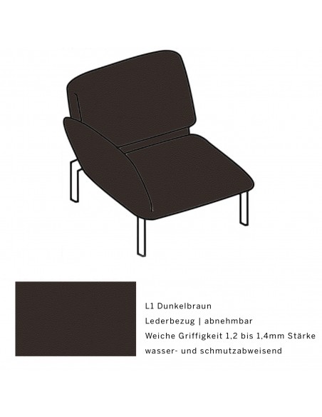 Roro small,  Bezüge sind abnehmbar. Metallgestell verchromt glänzend, Stoffbezug L1 dunkelbraun, Drehsitz inks