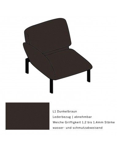 Roro small, Bezüge sind abnehmbar. Metallgestell schwarz pulverbeschichtet, Stoffbezug L1 dunkelbraun, Drehsitz links