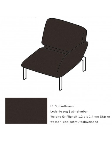 Roro small, Bezüge sind abnehmbar. Metallgestell verchromt glänzend, Stoffbezug L1 dunkelbraun, Drehsitz rechts