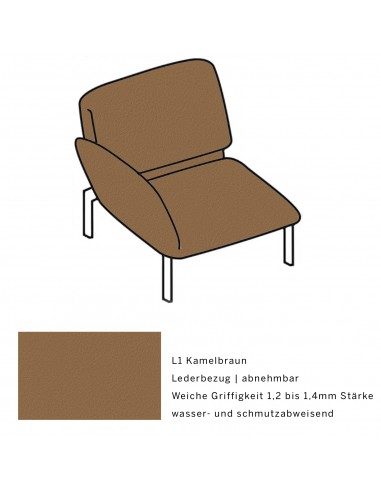 Roro small, Bezüge sind abnehmbar. Metallgestell verchromt glänzend, Stoffbezug L1 karamelbraun, Drehsitz links