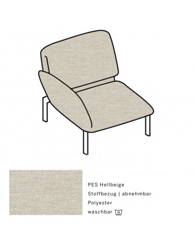 Roro small, Bezüge sind abnehmbar. Metallgestell verchromt glänzend, Stoffbezug PES hellbeige, Drehsitz links
