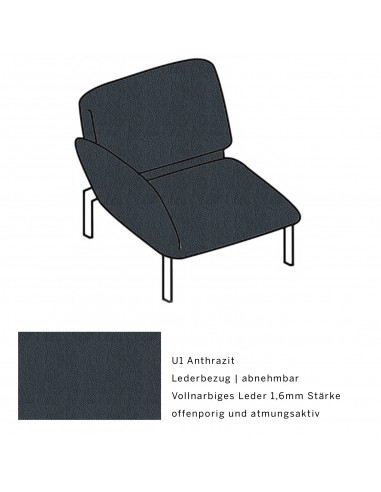 Roro small,  Bezüge sind abnehmbar. Metallgestell verchromt glänzend, Stoffbezug U1 anthrazit, Drehsitz links