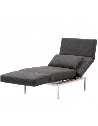 Brühlsofa roro Sessel soft, multifunktional, Untergestell Metall, Bezug Leder anthrazit, abnehmbar. Sessel in Grundposition.