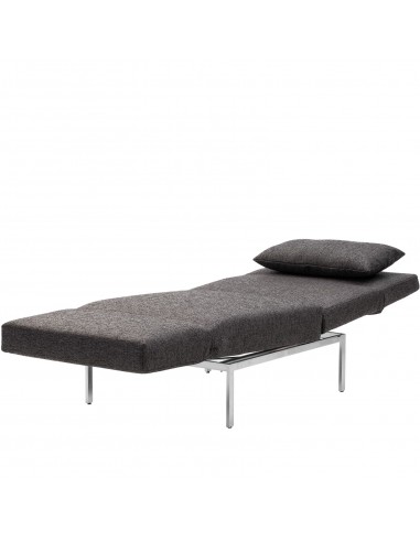 Brühlsofa roro armchair soft, multifunctional, metal base, anthracite leather cover, removable. Armchair in basic position.