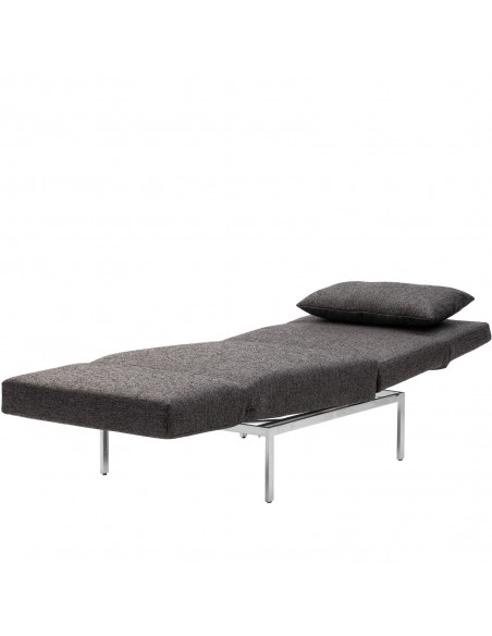 Brühlsofa roro Sessel soft, multifunktional, Untergestell Metall, Bezug Leder anthrazit, abnehmbar. Sessel in Grundposition.