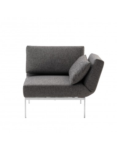 Brühlsofa roro armchair soft, multifunctional, metal base, anthracite leather cover, removable. Armchair in basic position.