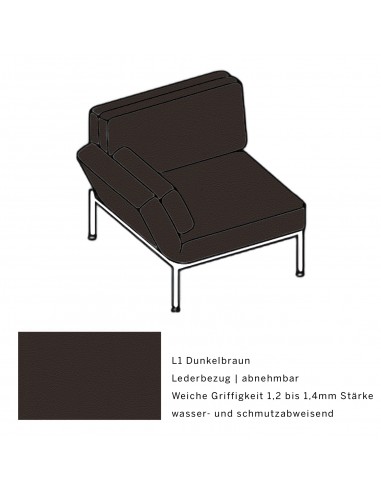 Roro Soft Sessel, multifunktional, Metallgestell verchromt glänzend, Bezug L1 dunkelbraun abnehmbar, Drehsitzt links.