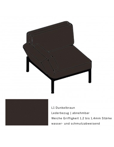 Roro Soft Sessel, multifunktional, Metallgestell schwarz pulverbeschichtet, Bezug L1 dunkelbraun abnehmbar, Drehsitzt links.