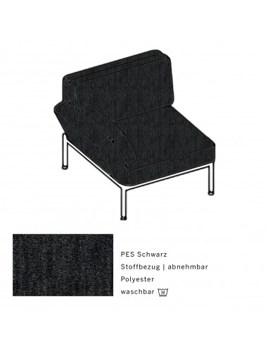 Roro Soft Sessel, multifunktional, Metallgestell verchromt glänzend, Bezug PES schwarz abnehmbar, Drehsitzt links.