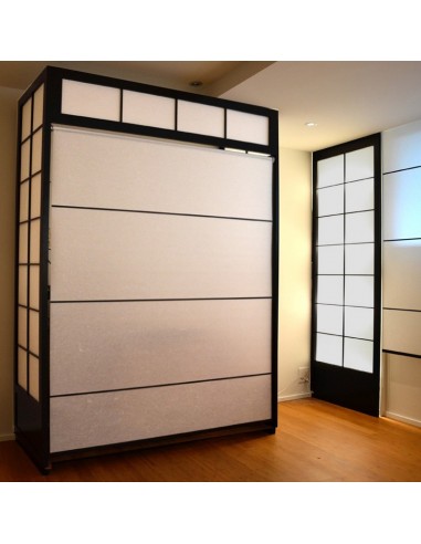 Shoji schwarz lackiert mit Washi bespannt, Washirollo Shoji schwarz lackiert mit Washi bespannt, Washirollo