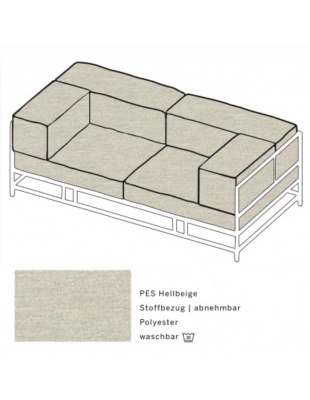 Brühl Sofa Easy Pieces foot shape shiny chrome, removable fabric Brühl Sofa Easy Pieces foot shape shiny chrome, removable fabric