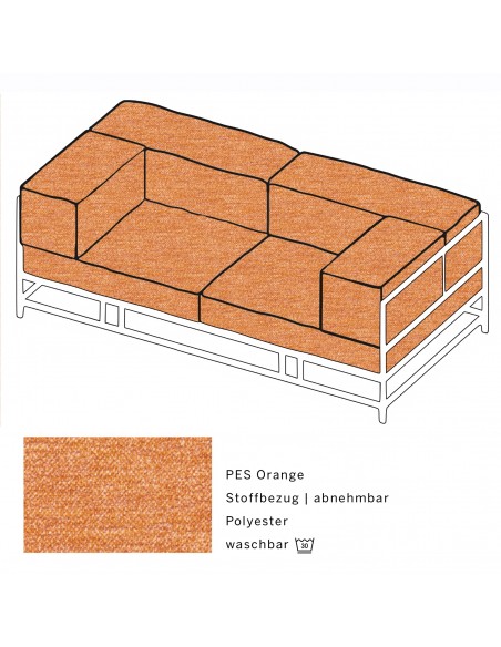 Brühl Sofa Easy Pieces foot shape shiny chrome, removable fabric