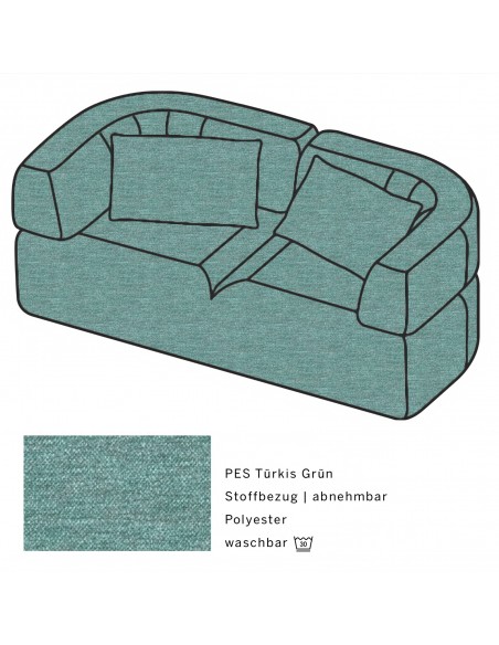 All Together Brühl sofa, fabric cover PES turquoise green All Together Brühl sofa, fabric cover PES turquoise green