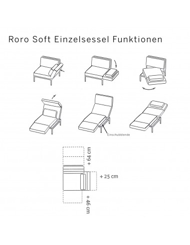 Brühl Sofa Roro Soft Chair Functions and Dimensions