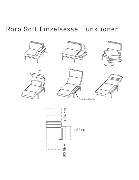 Brühl Sofa Roro Soft Chair Functions and Dimensions