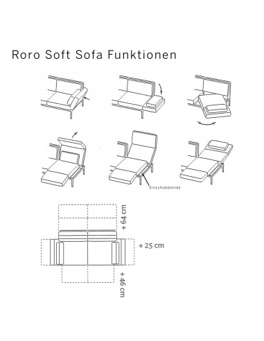 Brühl Sofa Roro Soft Sketch Functions and Dimensions