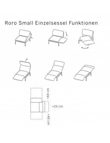 Brühl Sofa Roro Small Chair Sketch Functions and Dimensions