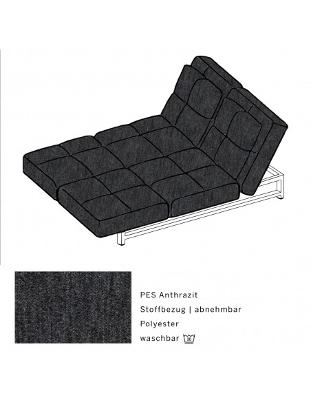 Brühl Sofa Cross Over, formklar, funktional, ästhetisch, Lounge, Sofabett, Doppelliege, verstellbare Rückenlehne