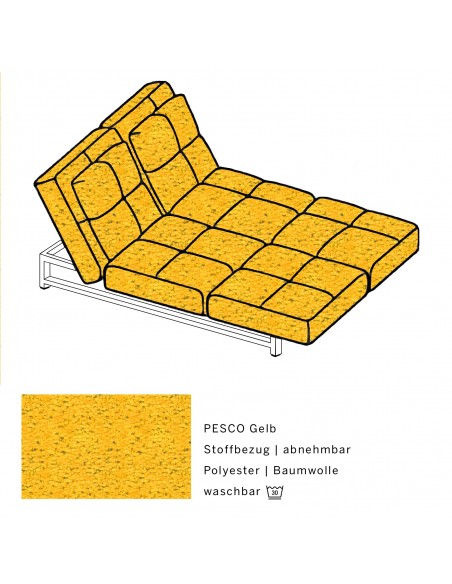 Brühl Sofa Cross Over, formklar, funktional, ästhetisch, Lounge, Sofabett, Doppelliege, verstellbare Rückenlehne