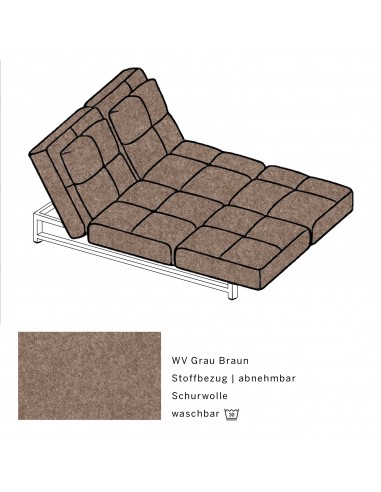 Brühl Sofa Cross Over, formklar, funktional, ästhetisch, Lounge, Sofabett, Doppelliege, verstellbare Rückenlehne