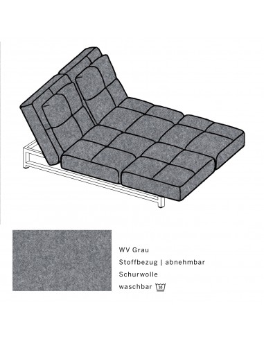 Brühl Sofa Cross Over, formklar, funktional, ästhetisch, Lounge, Sofabett, Doppelliege, verstellbare Rückenlehne