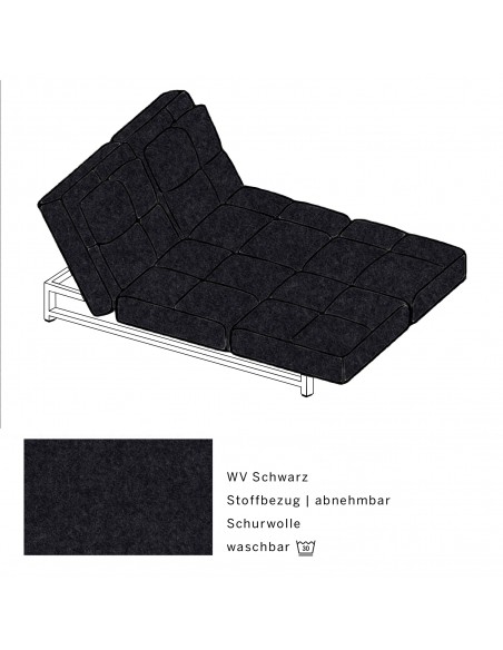 Brühl Sofa Cross Over, formklar, funktional, ästhetisch, Lounge, Sofabett, Doppelliege, verstellbare Rückenlehne