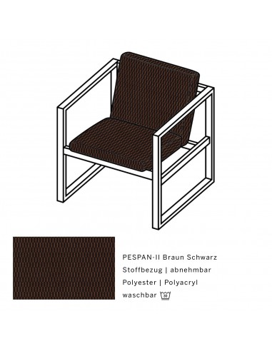 Grace Wood Sessel, Brühl, erhältlich bei Sato in Zürich, elegant, minimalistisch, Holzgestell, Einzelsessel, Polstersitz, nachha