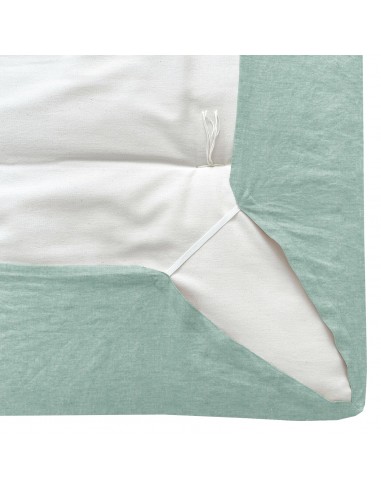 Fitted sheet with elasticated drawstring fabric organic linen col. petrol