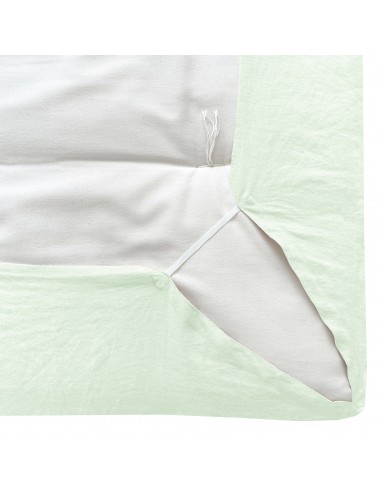 Fitted sheet with elasticated drawstring fabric organic linen col. light green