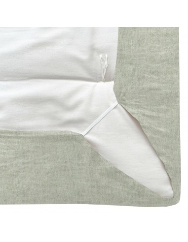 Fitted sheet with elasticated drawstring fabric organic linen col. green/raw