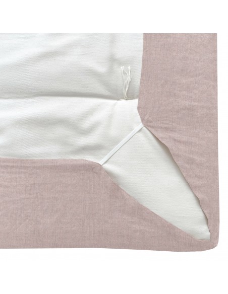 Fitted sheet with elasticated drawstring fabric organic linen col. rose Fitted sheet with elasticated drawstring fabric organic linen col. rose