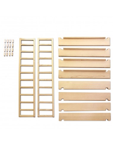 Regal Japan leicht und flexibel, Massivholz Kastanie und Eiche, Metallfrei