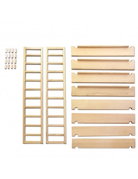 Regal Japan leicht und flexibel, Massivholz Kastanie und Eiche, Metallfrei