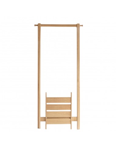 Garderobe Japan leicht und flexibel, Massivholz Kastanie und Eiche, Metallfrei