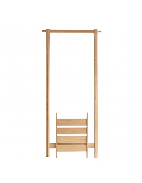 Garderobe Japan leicht und flexibel, Massivholz Kastanie und Eiche, Metallfrei