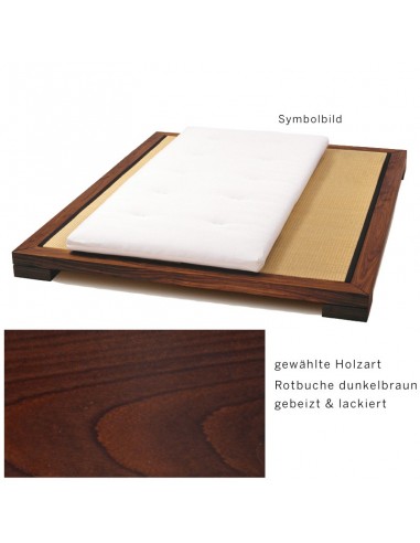 Sato bed Chikarà wood pattern, beech solid wood dark brown stained lacquered