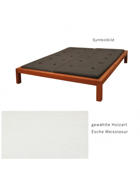 Sato Bett Sanbo Holzmuster, Esche Massivholz Weisslasur