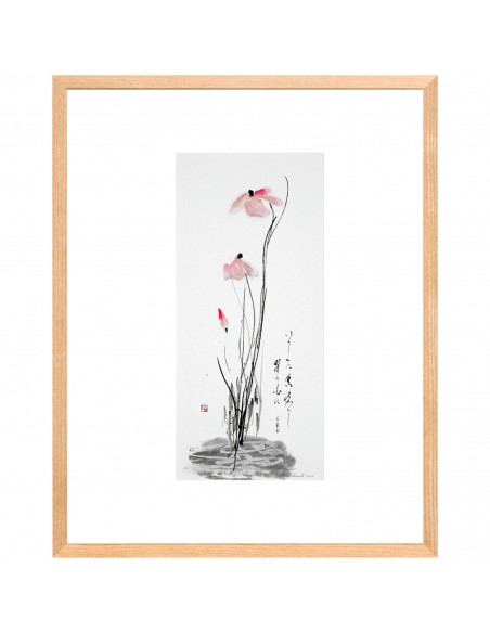 Rosa Blumen wildwachsend | Tuschemalerei, Sanae Sakamoto Rosa Blumen wildwachsend | Tuschemalerei, Sanae Sakamoto