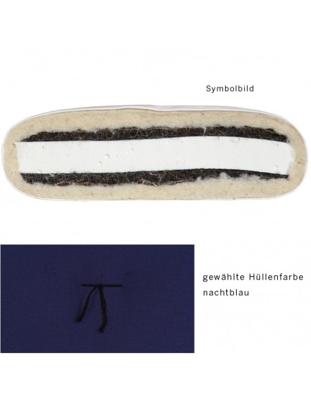 Sato Futon Polstermatte Integral nachtblau mit Natur-Latex, Rosshaar und Schurwolle