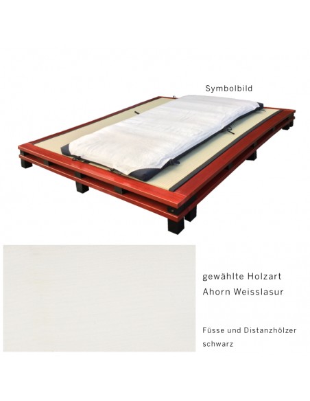 Sato Bett Sandai Holzmuster, Ahorn Massivholz Weisslasur