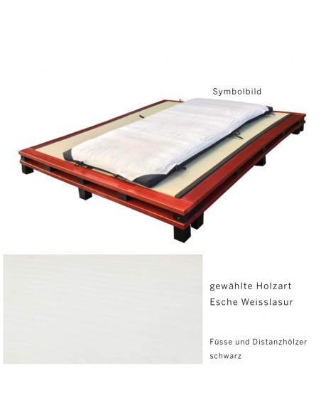 Sato Bett Sandai Holzmuster, Esche Massivholz Weisslasur