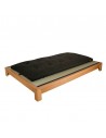 Sato bed Kobito in oiled copper beech, bed contents tatami, futon with black cover